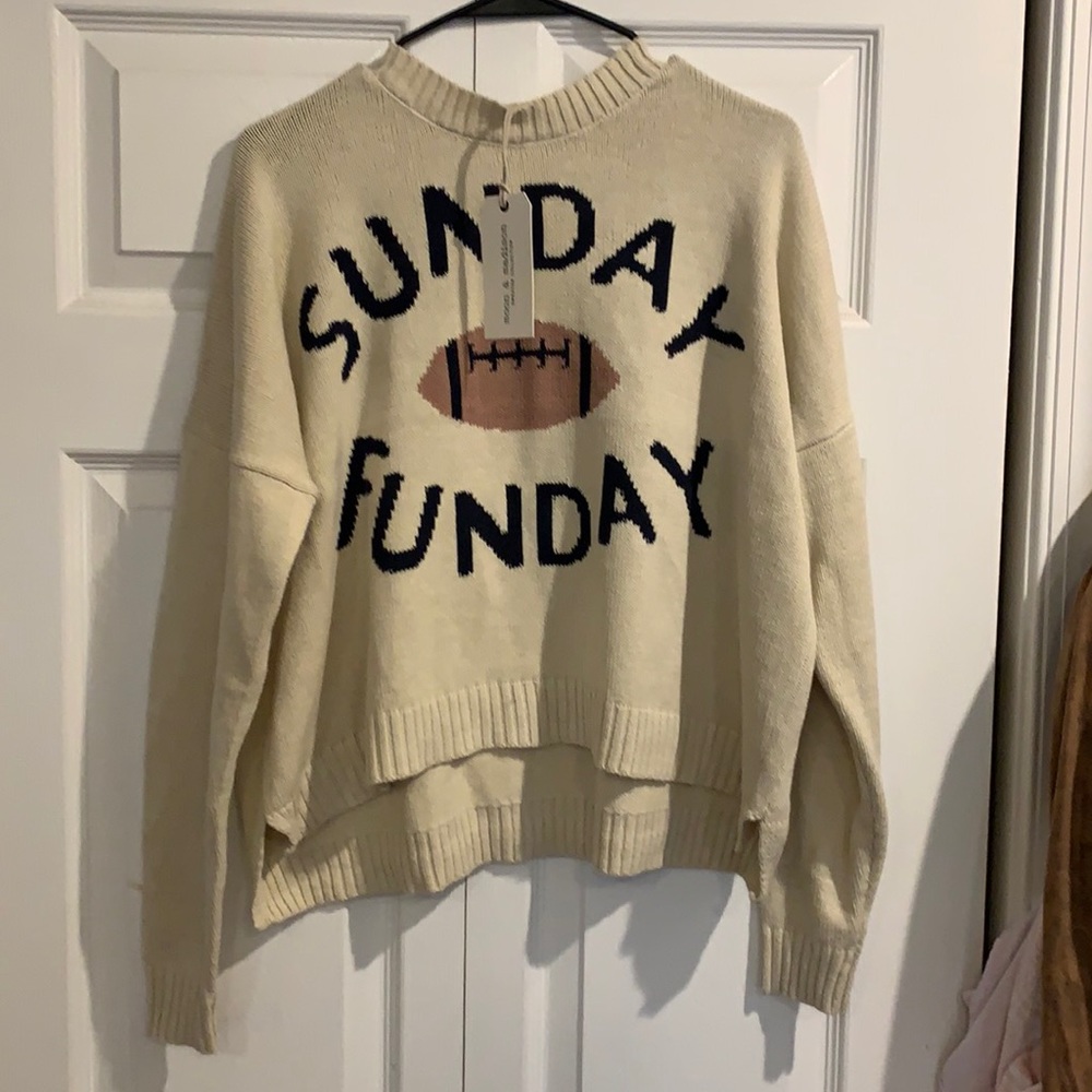 Moon and Madison Sunday funday sweater . New with tags. Size large